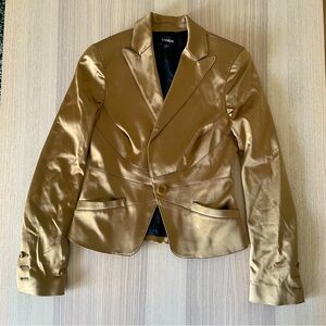 bebe Gold Blazer: 1-Button Closure, Lining and Pockets